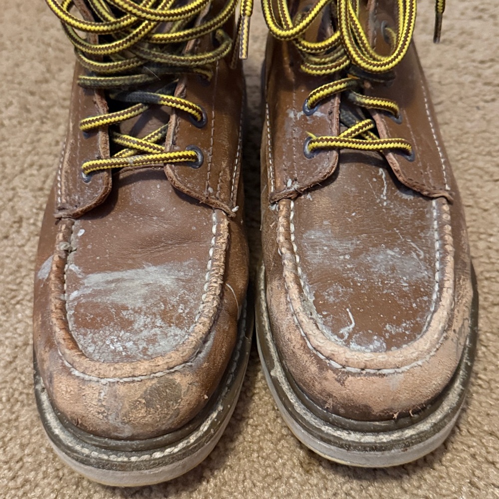 Brown Leather Boots with Yellow Laces